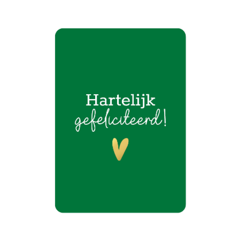 Postkaart | Hartelijk gefeliciteerd groen | goudfolie
