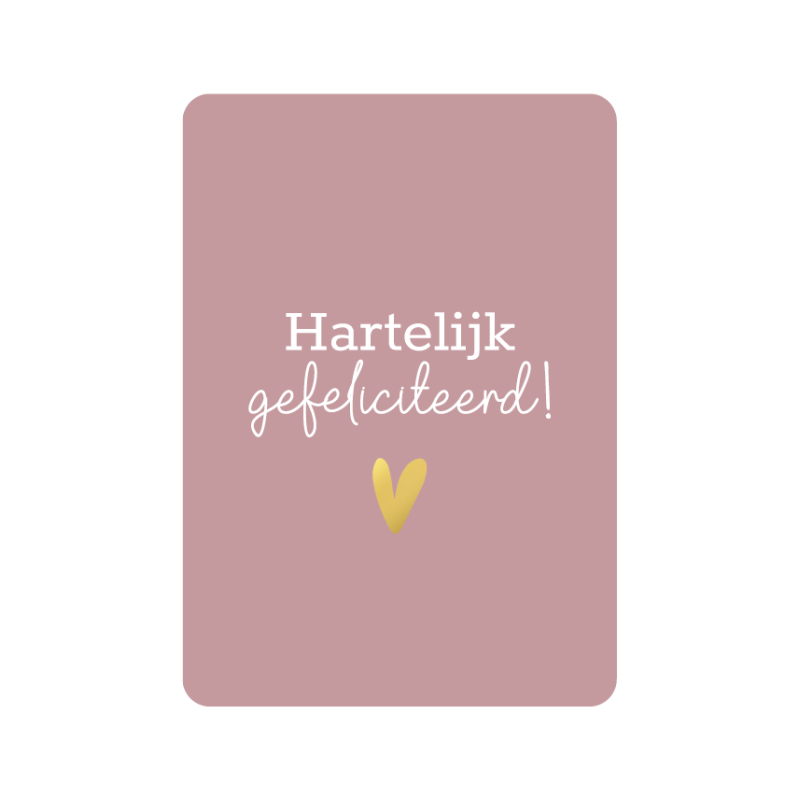 Postkaart | Hartelijk gefeliciteerd lila | goudfolie
