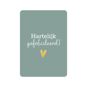 Postkaart | Hartelijk gefeliciteerd mint | goudfolie