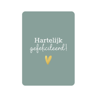 Postkaart | Hartelijk gefeliciteerd mint | goudfolie