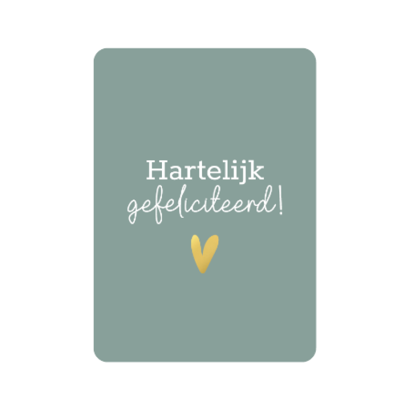 Postkaart | Hartelijk gefeliciteerd mint | goudfolie