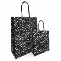 Papieren kraft tas | 101 dots zwart/wit  | 18x8x22cm