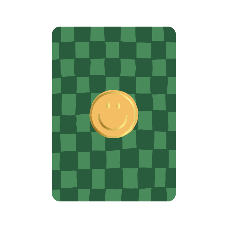 Postkaart | Smiley groene blokken | goudfolie