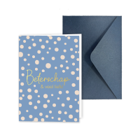 Wenskaart Gevouwen | Beterschap & veel liefs | A6 met Blauwe Envelop & Goudfolie
