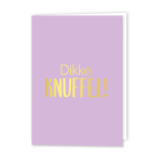 Wenskaart Gevouwen | Dikke Knuffel | A6 met Lila Envelop & Goudfolie