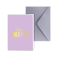 Wenskaart Gevouwen | Dikke Knuffel | A6 met Lila Envelop & Goudfolie