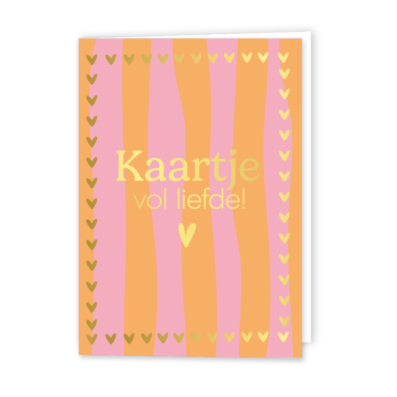 Wenskaart Gevouwen | Kaartje vol Liefde | A6 met Roze Envelop & Goudfolie