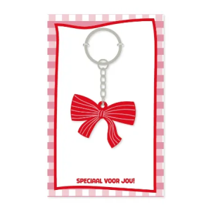 Sleutelhanger | Rode Strik | Inclusief Kaartje ‘Speciaal voor jou’