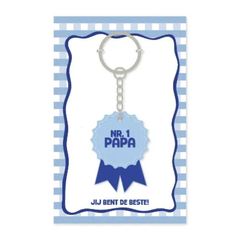 Sleutelhanger | Papa | Medaille | Inclusief Kaartje ‘Jij bent de beste’