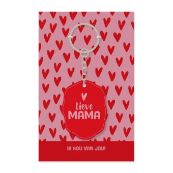 Sleutelhanger | Mama | Ik hou van jou | Inclusief Kaartje