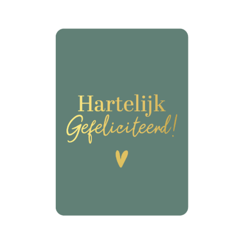 Postkaart | Hartelijk gefeliciteerd | Groen | Goudfolie