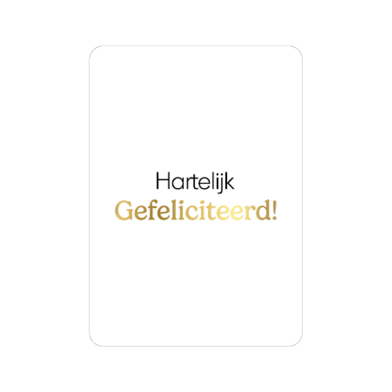 Postkaart | Hartelijk gefeliciteerd | Wit | Goudfolie