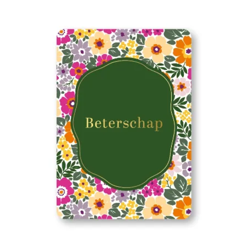 Postkaart | Beterschap | bloemetjes | goudfolie