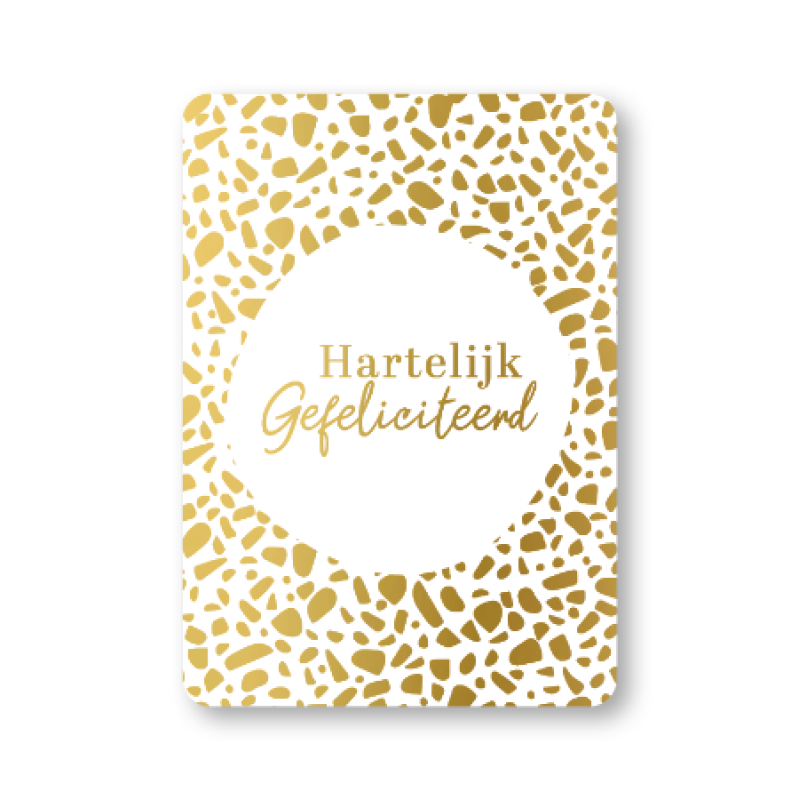 Postkaart | Hartelijk gefeliciteerd | Wit | Goudfolie