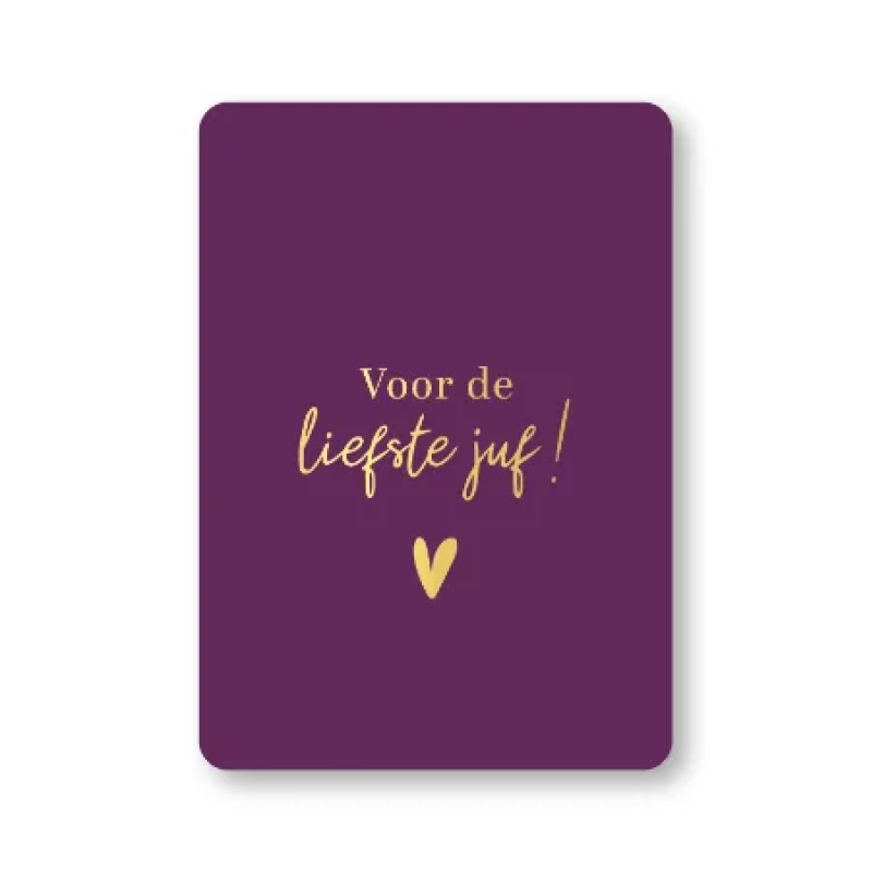 Postkaart | Voor de liefste juf | Goudfolie