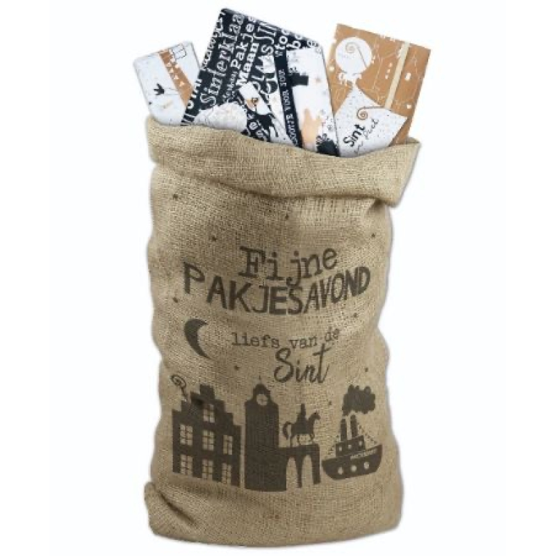 Jute zak | Sinterklaas | Fijne pakjesavond | 60 x 100 cmV