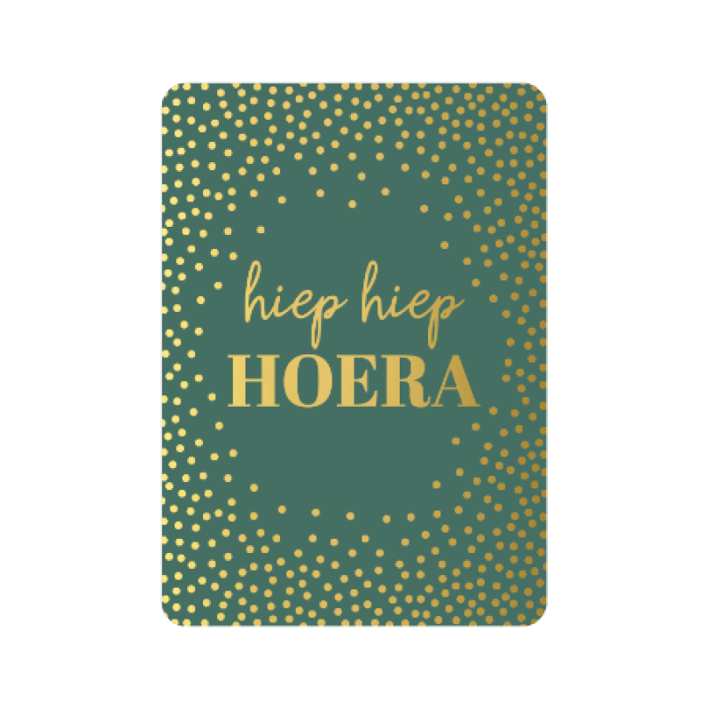 Postkaart | Hiep hiep hoera | goudfolie | Groen