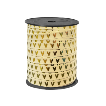 Krullint | hartjes | beige goud | 5 meter | 10 mm