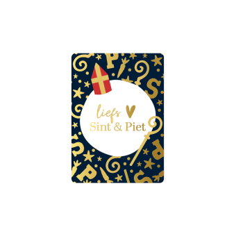 Kadokaartje A7 | Liefs Sint & Piet| grijs, goudfolie