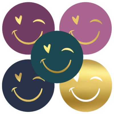 Sluitsticker | Smiley hartje | diverse kleuren | 10 stuks