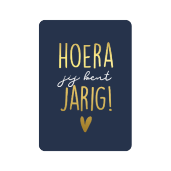 Postkaart | Hoera jij bent jarig | goudfolie