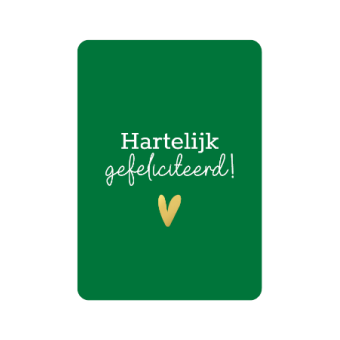 Postkaart | Hartelijk gefeliciteerd groen | goudfolie