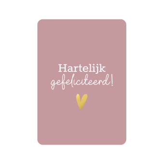 Postkaart | Hartelijk gefeliciteerd lila | goudfolie
