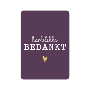 Postkaart | Hartstikke bedankt | goudfolie