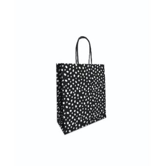Papieren kraft tas | 101 dots zwart/wit  | 18x8x22cm