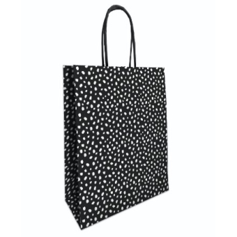Papieren kraft tas | 101 dots zwart/wit  | 26x12x35cm