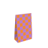 Blokbodemzak S | Oranje/paars Geblokt | 13 x 6 x 17,5 + 2,5 cm