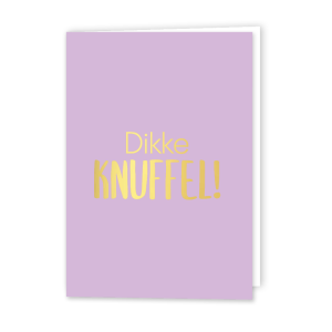 Wenskaart Gevouwen | Dikke Knuffel | A6 met Lila Envelop & Goudfolie