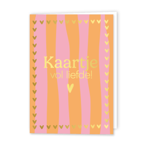 Wenskaart Gevouwen | Kaartje vol Liefde | A6 met Roze Envelop & Goudfolie