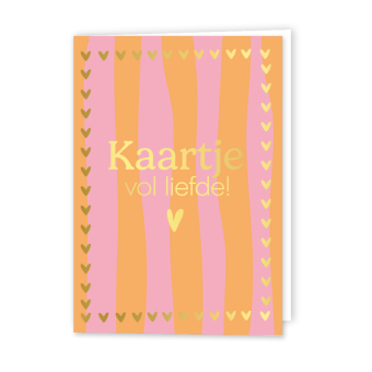 Wenskaart Gevouwen | Kaartje vol Liefde | A6 met Roze Envelop & Goudfolie