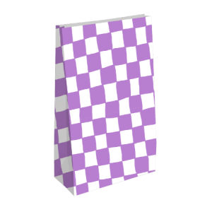 Blokbodemzak M | paars/wit geblokt  | 14 x 8 x 26 cm