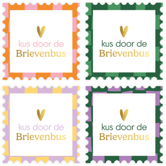 Sluitsticker | kus door de brievenbus | 4 varianten | 10 stuks