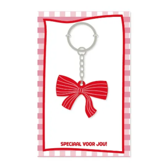 Sleutelhanger | Rode Strik | Inclusief Kaartje ‘Speciaal voor jou’