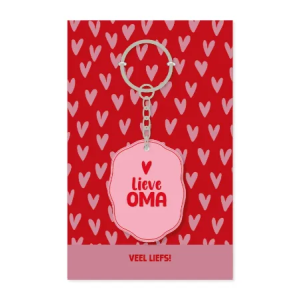 Sleutelhanger | Oma | Veel Liefs | Inclusief Kaartje met Hartjes