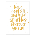 Ansichtkaart | Leave confetti and gold sparkles | Goudfolie