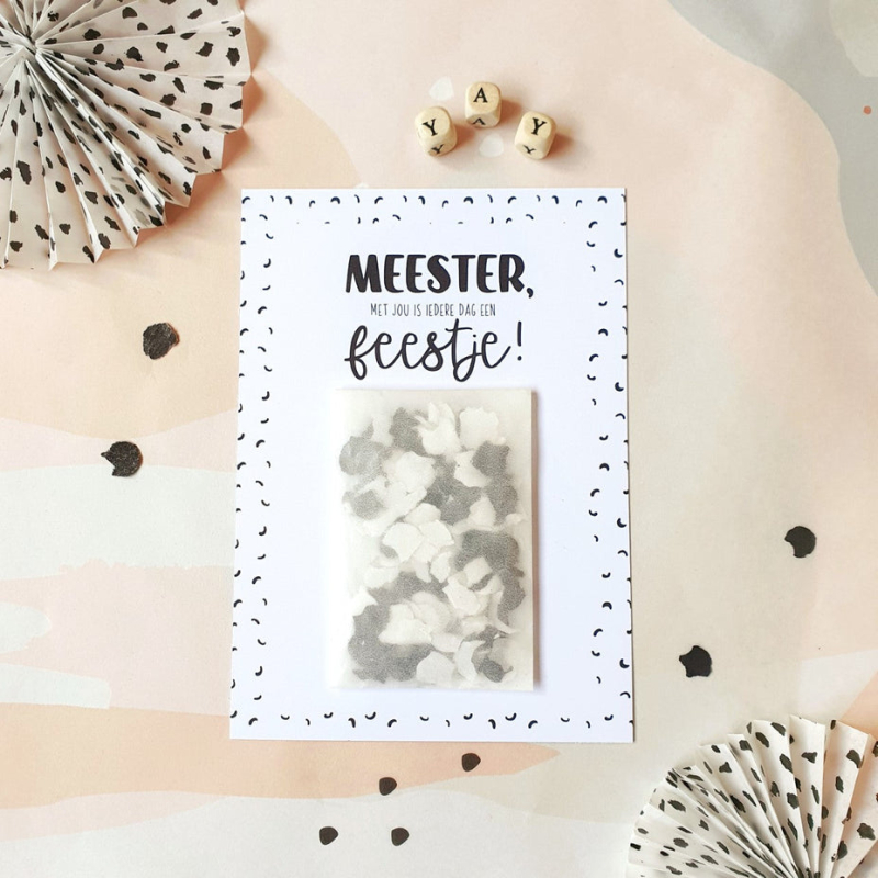 Postkaart | Meester | Confetti