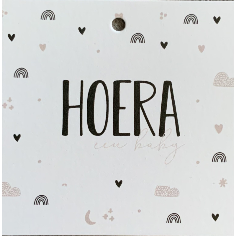 Mini kaartje | Hoera een baby | vierkant