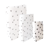 Blokbodemzak S | Hartjes zwart | 9 x 5 x 16 cm