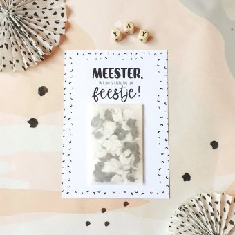 Postkaart | Meester | Confetti