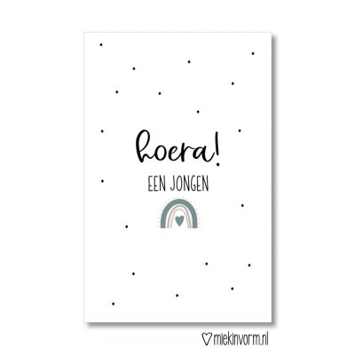 Mini kaart | Hoera! Een jongen