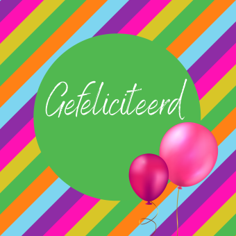 Wenskaart | gefeliciteerd | fleurige strepen