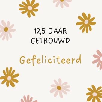 Wenskaart | 12,5 jaar getrouwd | pastel bloemetjes