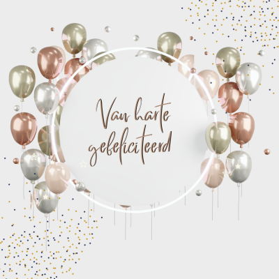 Wenskaart | Van harte gefeliciteerd | metallic ballonnen