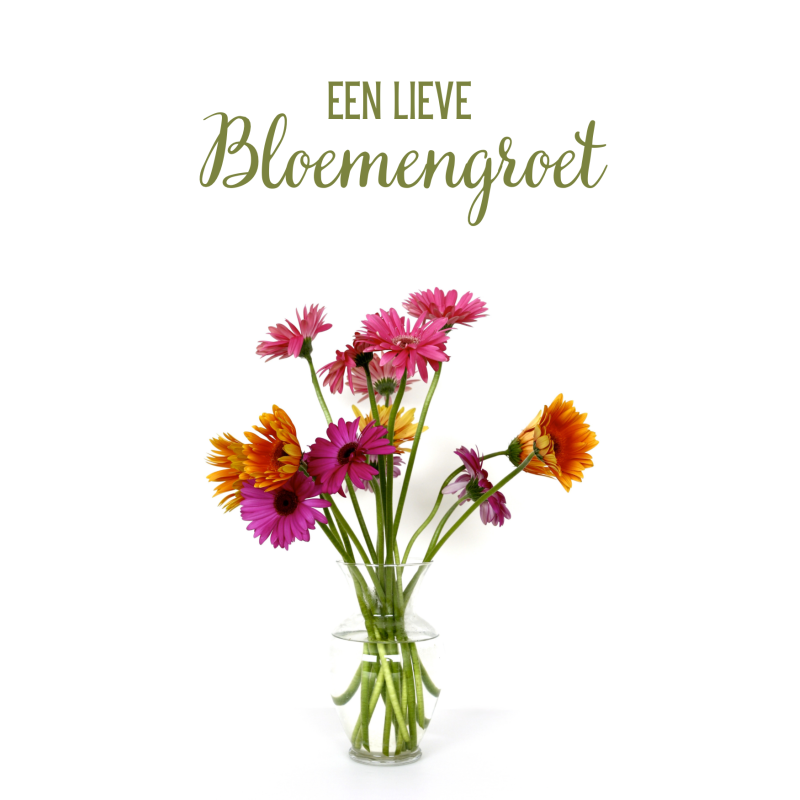 Postkaart | Een lieve bloemengroet | Vaas bloemen
