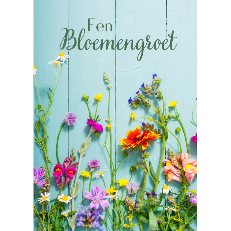 Postkaart | Een bloemengroet | Liggende bloemen