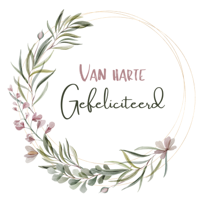 Wenskaart | van harte gefeliciteerd | krans lila